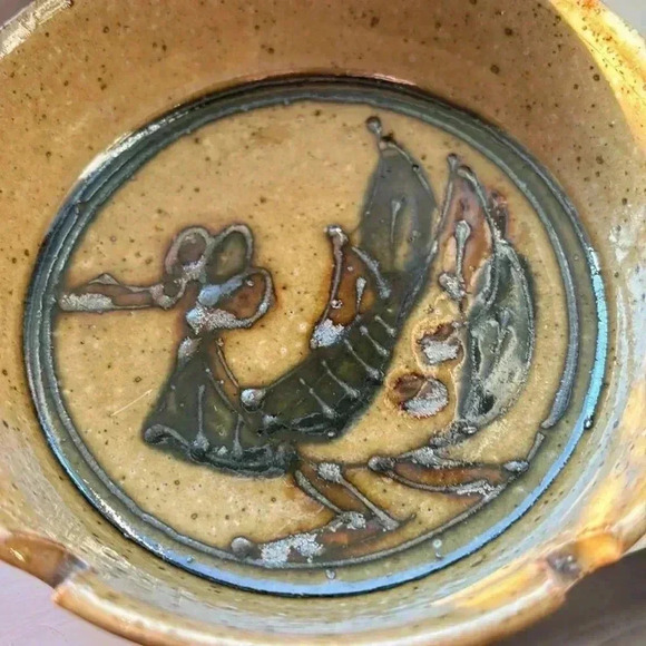 OTAGIRI Japanese Hand painted stoneware roadrunner ashtrays (2), mid-century MCM - Picture 3 of 10